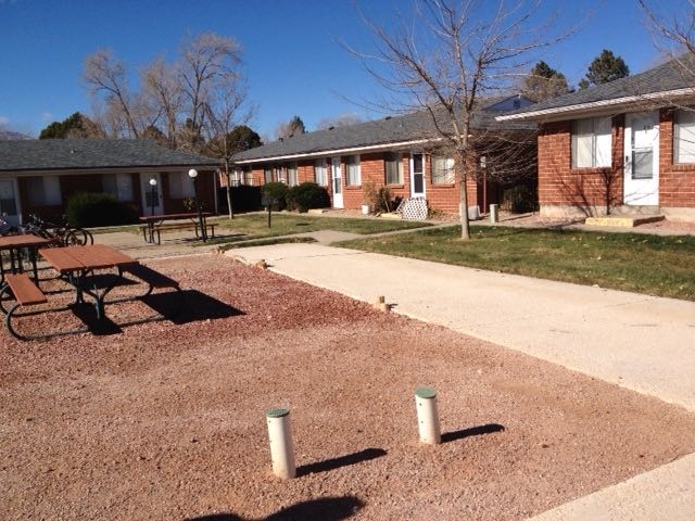 Courtyard lawns and mature trees